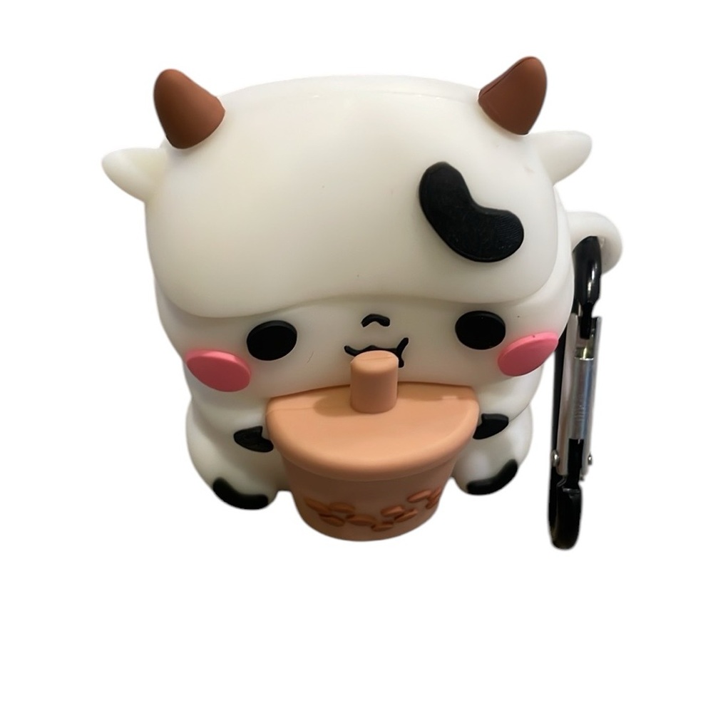 Cow Cartoon AirPods Earbuds Case with Boba Design Mouzor 2 Pieces In Package